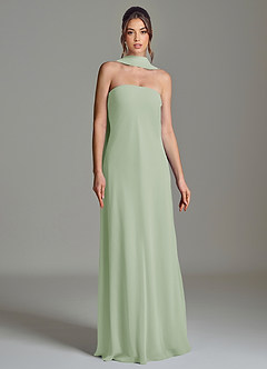 Azazie Ilana Bridesmaid Dresses Dusty Sage A-Line Strapless Chiffon Dress image4