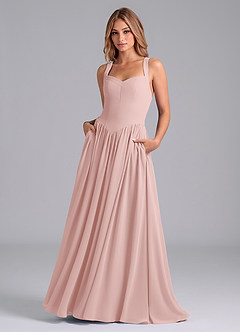 Azazie Francis Bridesmaid Dresses Powder Pink A-Line Corset Chiffon Dress image1