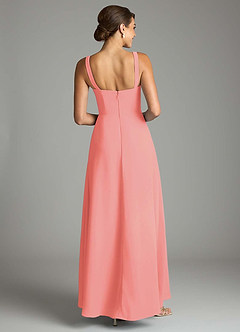 Azazie Debra Bridesmaid Dresses Coral A-Line with Pockets Chiffon Convertible Dress image6