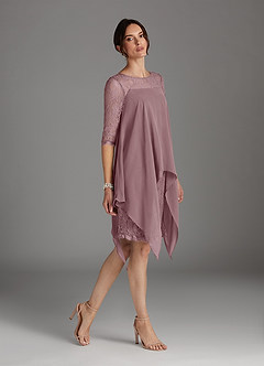 Azazie Flo Abiti per la Madre della Sposa Abito A-Line in Chiffon Pizzo Rosa Polverosa image3