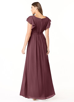 Azazie Daphne Modest Bridesmaid Dresses A-Line Ruffled Chiffon Floor-Length Dress image2