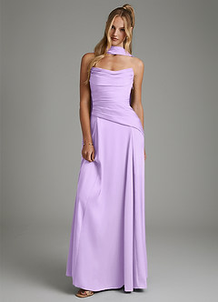 Azazie Gabriela Bridesmaid Dresses Lilac A-Line Corset Stretch Satin Dress image1