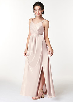 Azazie Luxy Junior Rose Petal Pleated Mesh Dress image4