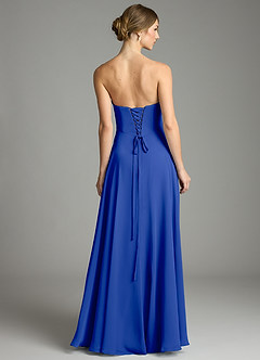 Azazie Ayla Abiti da Damigella Abito A-Line in Chiffon Scollo a Cuore Blu Reale image2