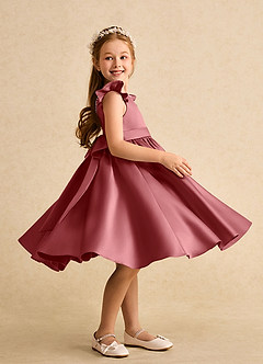 Azazie Dumpling Flower Girl Klänningar Klä A-Line i Matt satäng Rosett image5