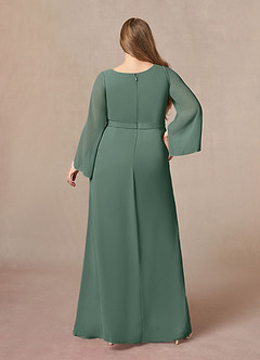 Azazie Belinda Mother of the Bride Dresses Sea Moss A-Line V-Neck Pleated Chiffon Dress image7