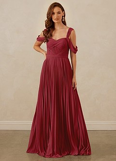 Christian Siriano Bridal for Azazie 1013 Bridesmaid Dresses Pomegranate A-Line Off the Shoulder Chiffon Dress image8