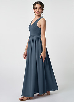 Azazie Keyla Junior Neptune A-Line Pleated Chiffon Dress image3