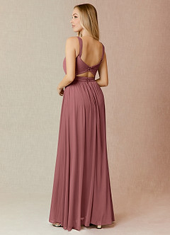 Azazie Reniya Bridesmaid Dresses Desert Rose A-Line Pleated Mesh Convertible Dress image2