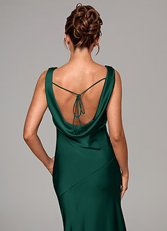 Azazie Rylina Bridesmaid Dresses Emerald Mermaid Stretch Satin Dress image2