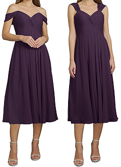 Azazie Vicenta Final Sale Plum A-Line Off the Shoulder Chiffon Convertible Dress image6