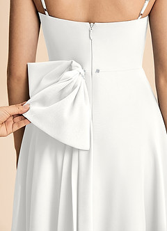 Azazie Bear Junior White A-Line Pleated Chiffon Dress image6