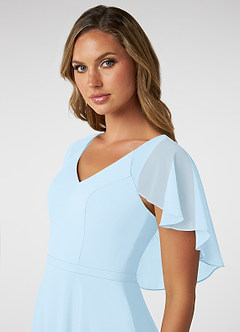Azazie Jamie Robes de demoiselle d'honneur Robe Trapèze en Mousseline de soie Bleu Ciel image6