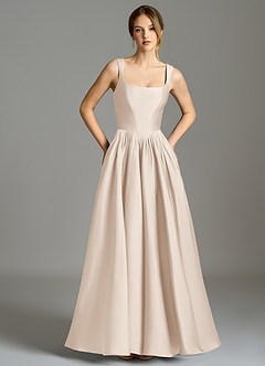 Azazie Verina Bridesmaid Dresses White Alabaster A-Line Pleated Stretch Satin Dress image3