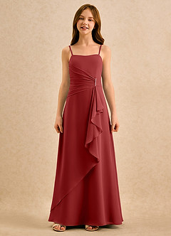 Azazie lolly Girls Formal Robe Demoiselle D'honneur Fillette Robe Trapèze en Mousseline de soie Plissée Rouille image4