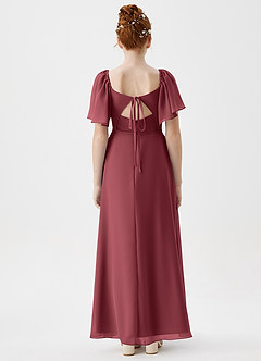 Azazie Chloe Junior Merlot A-Line Sweetheart Neckline Chiffon Dress image2