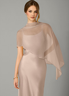 Azazie Jaleesa Bridesmaid Dresses English Rose Sheath High Neck Stretch Satin Dress image2
