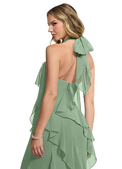 Azazie Velma Brautjungfernkleider A-Linie Seitliche Cut-Outs Chiffon Kleid Matcha image5