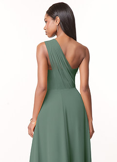 Azazie Ashley Bridesmaid Dresses Eucalyptus A-Line Ruched Chiffon Dress image3