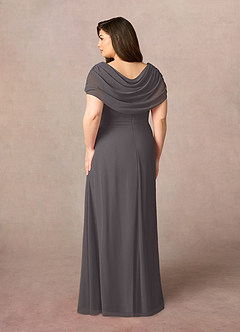 Azazie Mary Mother of the Bride Dresses Steel Grey A-Line Side Slit Chiffon Dress image8