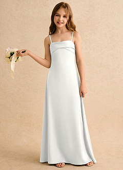 Azazie Mirabella Girls Formal Flower Girl Klänningar Klänning Tubklänning i Stretch Satin Hjärtformad urringning image3