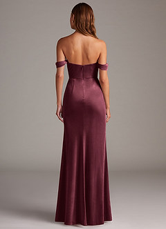 Azazie Saige Bridesmaid Dresses Raspberry Sheath Off the Shoulder Velvet Convertible Dress image5