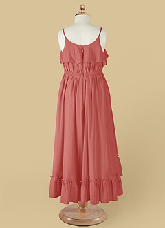 Azazie Karmen Blumenmädchenkleider A-Linie Gestreift Chiffon Kleid Antike Rose image10