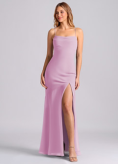 Azazie Grata Brudtärnklänningar Klä av Sjöjungfru i Chiffong Plisserad Godisrosa image1