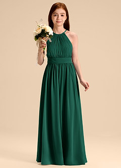 Azazie Malone Junior Linia A Pofałdowany Szyfon Długość podłogi Młodsza druhna Sukienka image4