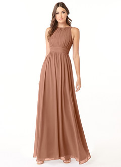 Azazie Luz Bridesmaid Dresses Bronzer A-Line Lace Chiffon Dress image3