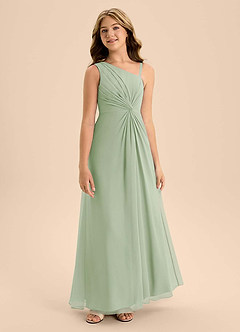 Azazie Brooke Junior Jurk van Chiffon met A-Lijn Zijsplit Stoffige Salie image5