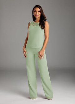 Azazie Maura vestidos de madre de la novia Vestido de Salvia Polvorienta de Gasa de Mono/Traje de pantalón con Lentejuela image8