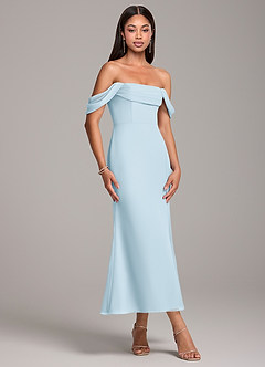 Azazie Saige Bridesmaid Dresses Sky Blue Sheath Off the Shoulder Chiffon Convertible Dress image4