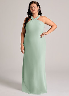 Azazie Doretta Bridesmaid Dresses Agave Mermaid Pleated Chiffon Dress image8