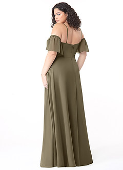 Azazie Sue Brautjungfernkleider Wandelbar Eine Linie Schulterfrei Chiffon Kleid Weidengrün image10