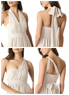 Azazie Olani Vestidos de damas de honor Vestido Alabastro Blanco de Gasa de Línea A Convertible con Un hombro image2