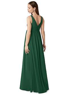 Azazie Yetta Maternity Bridesmaid Dresses A-Line V-Neck Gathered Chiffon Floor-Length Dress image5