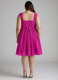 Azazie Angie Brautjungfernkleider A-Linie Korsett Chiffon Kleid Fuchsia image14