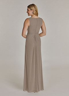 Azazie Manuella Mother of the Bride Dresses Taupe A-Line V-Neck Pleated Chiffon Dress image6