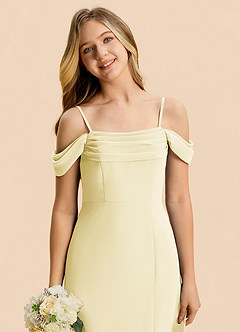 Azazie Lilly Junior A-Linie Plissee Chiffon Kleid Zitronensorbet image6