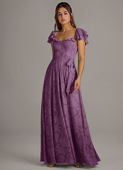 Azazie Aricella Bridesmaid Dresses Wisteria A-Line Corset Floral Burnout Dress image3
