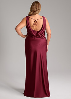 Azazie Rylina Bridesmaid Dresses Burgundy Mermaid Stretch Satin Dress image8