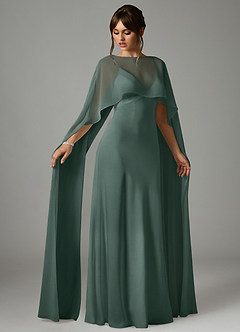 Azazie Stefania Abiti da Damigella Abito A-Line in Raso Elasticizzato Muschio Marino image3