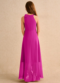 Azazie Boop Girls Formal Flower Girl Dresses Fuchsia A-Line Bow Chiffon Dress image2