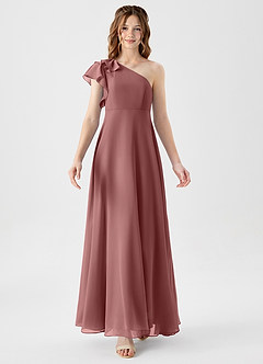 Azazie Arabella Junior Klä av A-Line i Chiffong Rynkad image5