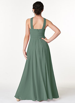 Azazie Kaleigh Junior Eucalyptus A-Line Pleated Chiffon Dress image2