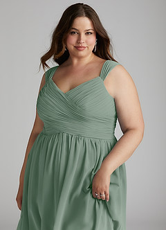 Azazie Angie Bridesmaid Dresses Silver Sage A-Line Corset Chiffon Dress image16