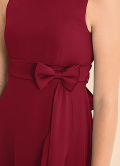 Azazie Lilenne Junior Vestido de Borgoña de Gasa de Corte en A con Lazo image6