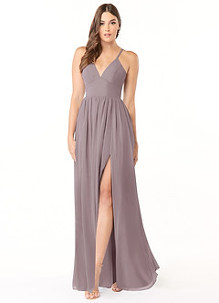 Azazie Aaida Bridesmaid Dresses Dusk A-Line Corset Chiffon Dress image1