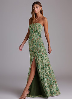 Azazie Wren Bridesmaid Dresses Meadow Bloom A-Line Side Slit Chiffon Convertible Dress image4